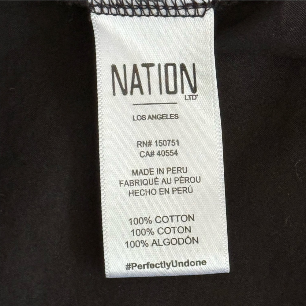 Nation LTD Heddie Combo Babydoll puff 3/4 sleeves Dress Size M In Jet Black - Picture 10 of 14
